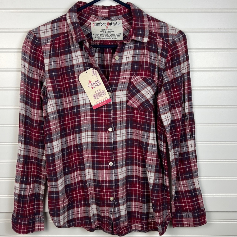 Comfort Outfitter Plaid Button-Up Shirt